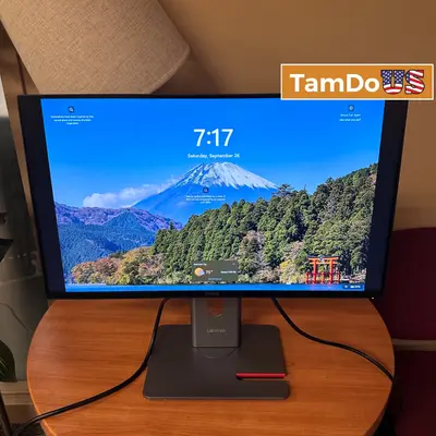 Lenovo ThinkVision P24QD-40 23.8" QHD 2560x1440 IPS Borderless Office PC Monitor - Thumbnail 1