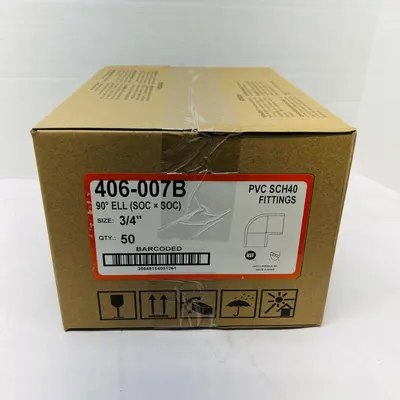 Lesso - 3/4'' Sch40 PVC 90-Degree Elbow Socket- 406-007 (Qty: 50) - Thumbnail 3
