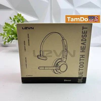LEVN LE-HS015 Bluetooth Headset AI Noise Cancelling Wireless Office Headphones - New - Real photo at TamDo.us