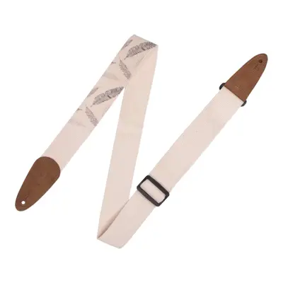 Levy’s MC8U-007 2" Cotton Guitar Strap, White, Feather Pattern, Adjustable - Thumbnail 3