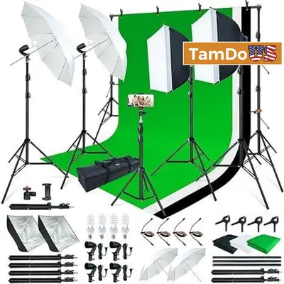 Linco AM139 Photo Video Studio Lighting Kit – Softbox, Stands, Bulbs - New Open Box - Real photo at TamDo.us
