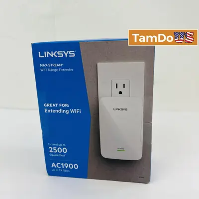 Linksys RE7000 Max-Stream AC1900 Dual-Band Wi-Fi Range Extender, MU-MIMO, White - Thumbnail 1