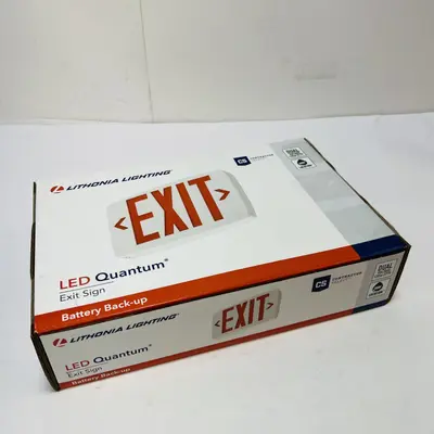 Lithonia LED Quantum Exit Sign Red Battery Backup 11.75"x2"x7.37" 120/277V - Thumbnail 2