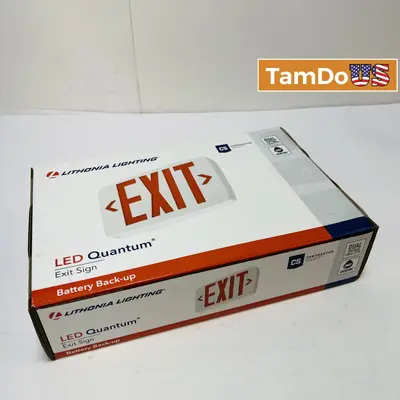 Lithonia LED Quantum Exit Sign Red Battery Backup 11.75"x2"x7.37" 120/277V - New - Real photo at TamDo.us