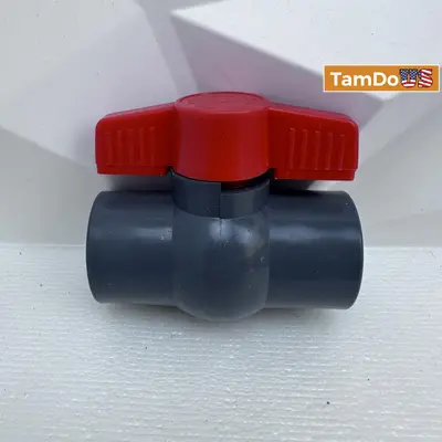 (Lot of 2) 1'' UPVC FPT ANSI 1.20.1 Ball Valve Compact T-Handle Valve - Thumbnail 3