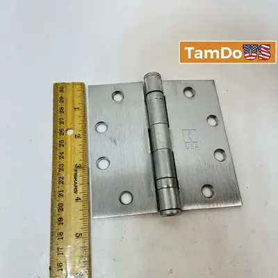 (Lot of 2) Commercial Stainless Steel Hinges, 4.5"x4.5" & 6"x4", Heavy Duty, USA - Thumbnail 1
