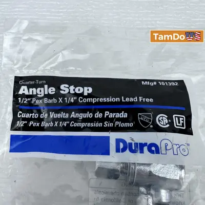 Lot of 2 DuraPro Angle Stop 1/2" Pex Barb X 1/4" Compression - Thumbnail 4