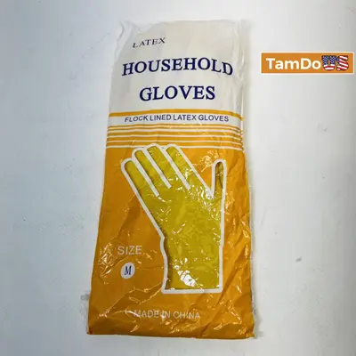 (Lot of 2) Household Gloves Flock Lined Latex Gloves - Thumbnail 3