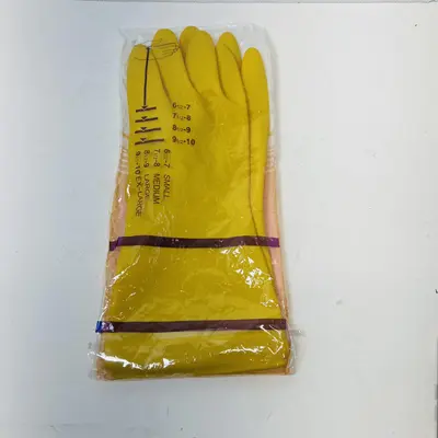 (Lot of 2) Household Gloves Flock Lined Latex Gloves - Thumbnail 1