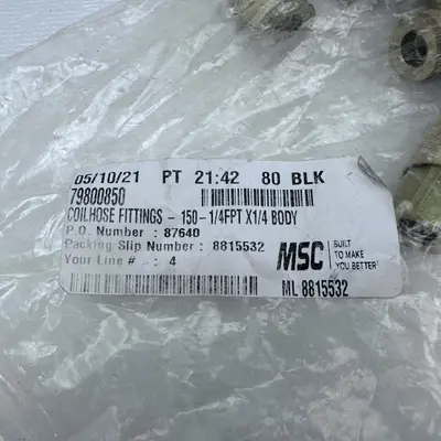 (Lot of 2) MSC Coil Hose Fitting - 150 - 1/4FPT x 1/4 Body - Thumbnail 3