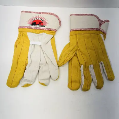 (Lot of 2) Sunrise Oilfield Supply Work Gloves New Collector Farmhouse Decor - Thumbnail 3