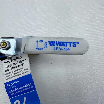 Lot of 2 Watts 2-Piece Full Port Brass Ball Valve 3/4" - Thumbnail 2