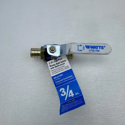 Lot of 2 Watts 2-Piece Full Port Brass Ball Valve 3/4" - Thumbnail 3