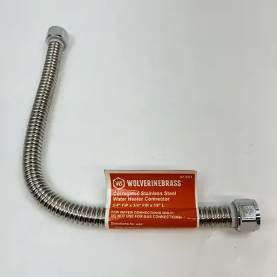 (Lot of 2) Wolverine Brass 3/4" FIP x 3/4" FIP x 18" L Water Heater Connector - Thumbnail 3