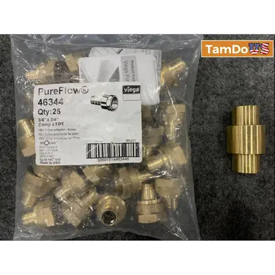 LOT OF 25 Viega PureFlow 46344 3/4" x 3/4" Crimp x FPT Brass - Thumbnail 2