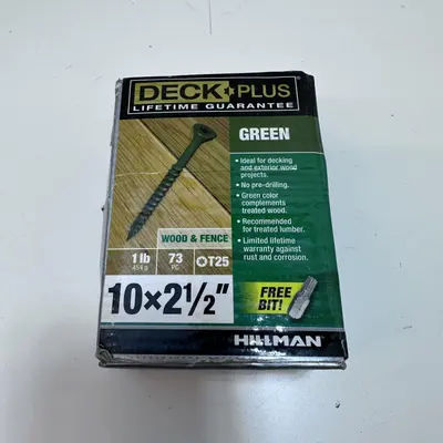 Lot of 3 Hillman Deck Plus Drive Flat Head Exterior Screws #10 x 2-1/2 L - Thumbnail 5