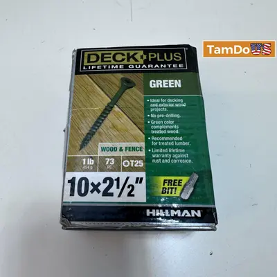 Lot of 3 Hillman Deck Plus Drive Flat Head Exterior Screws #10 x 2-1/2 L - Thumbnail 6