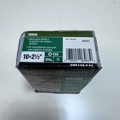 Lot of 3 Hillman Deck Plus Drive Flat Head Exterior Screws #10 x 2-1/2 L - Thumbnail 2