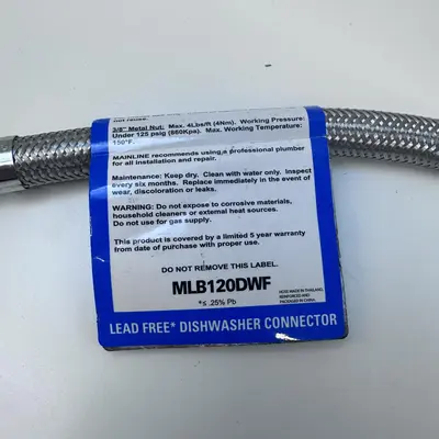 (Lot of 3) Mainline Dishwasher Connector 3/8" Comp x 3/8" – Braided Hose - Thumbnail 4