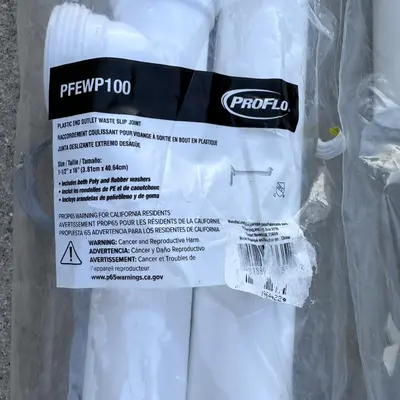 Lot of 3 PROFLO PFEWP100 End Outlet Waste Slip-Joint | 1-1/2" x 16" Plastic Pipe - Thumbnail 1