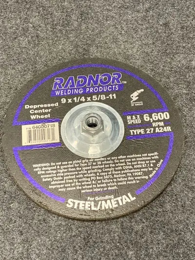 (Lot of 3) Radnor 9" x 1/4" x 5/8"-11 Grinding Wheel Type 27 Depressed Center - Thumbnail 7