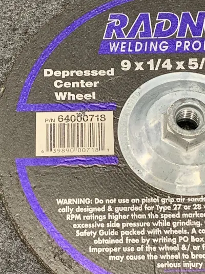 (Lot of 3) Radnor 9" x 1/4" x 5/8"-11 Grinding Wheel Type 27 Depressed Center - Thumbnail 4