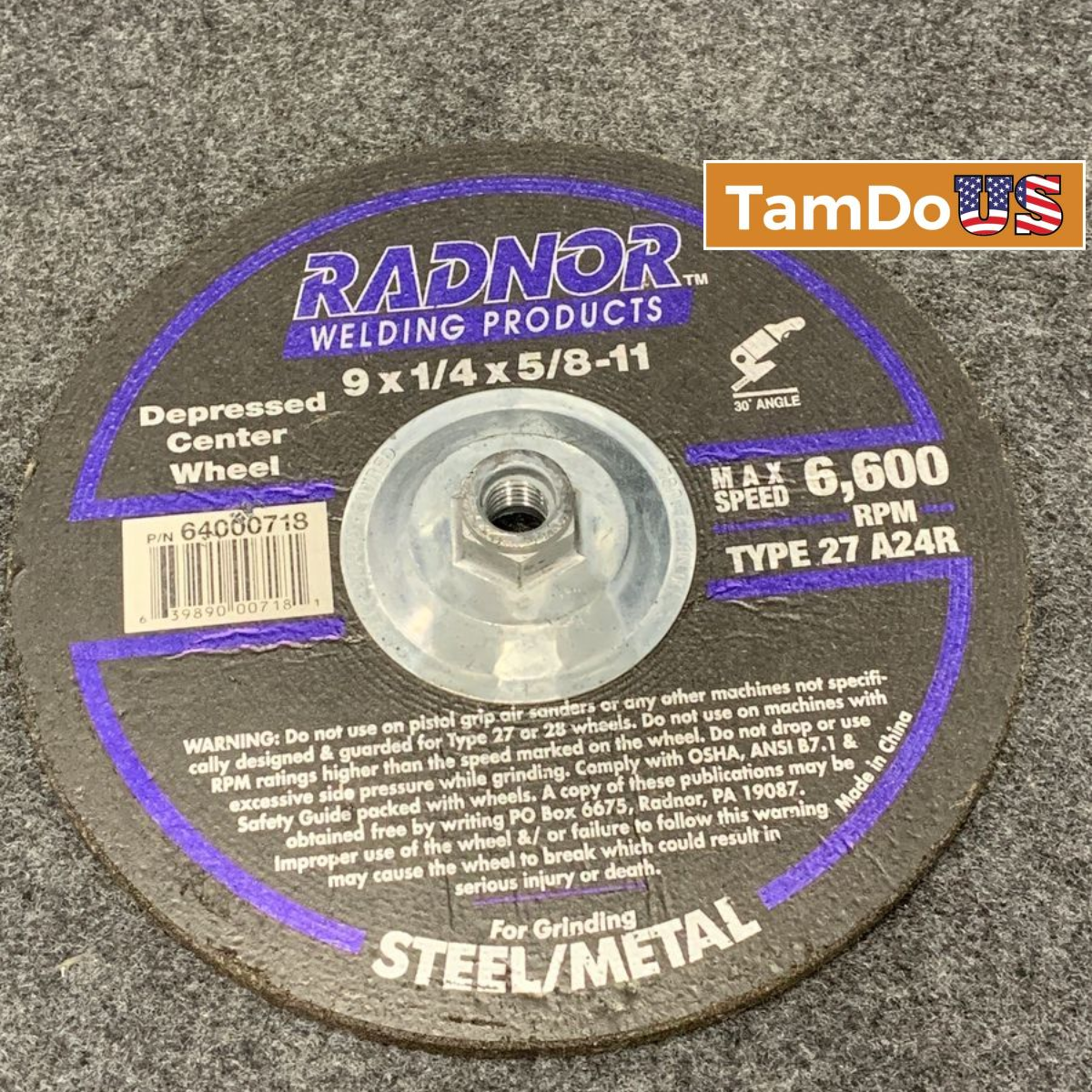 (Lot of 3) Radnor 9" x 1/4" x 5/8"-11 Grinding Wheel Type 27 Depressed Center - Photo 1 - Real photo at TamDo.us