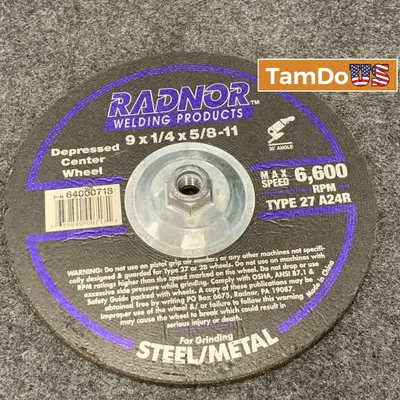 (Lot of 3) Radnor 9" x 1/4" x 5/8"-11 Grinding Wheel Type 27 Depressed Center - New - Real photo at TamDo.us