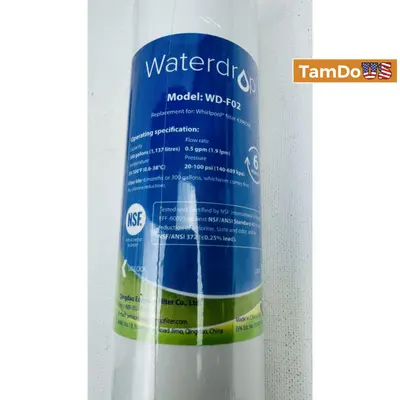 Waterdrop WD-F02 Refrigerator Water Filter for Whirlpool 4396508 (Lot of 3) New - New - Real photo at TamDo.us