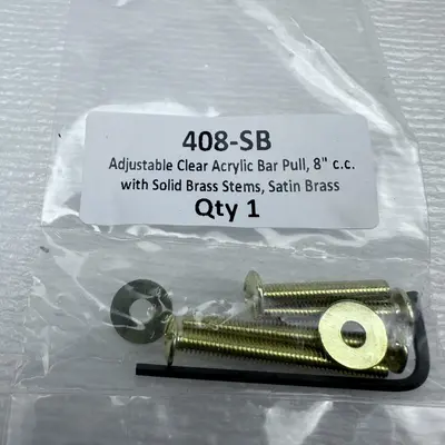 Lot of 4 Adjustable Clear Acrylic Cabinet Bar Pulls, 8" Stainless Steel - Thumbnail 3