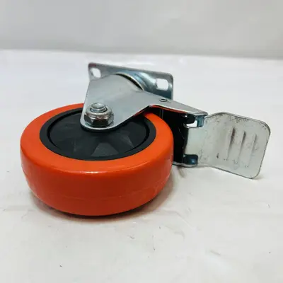 Lot of 4 Waxman 4" Polyurethane Swivel Caster W/Brake - Thumbnail 2