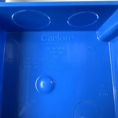 Lot of 5 Carlon A521DE PVC 2 Gang Outlet Box, 1/2" - Thumbnail 3