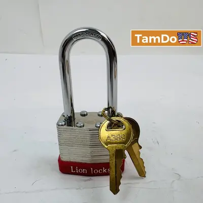 Lot of 5 Lion Locks 40mm Padlock - Hardened Shackle, 2 Keys Included - New - Real photo at TamDo.us