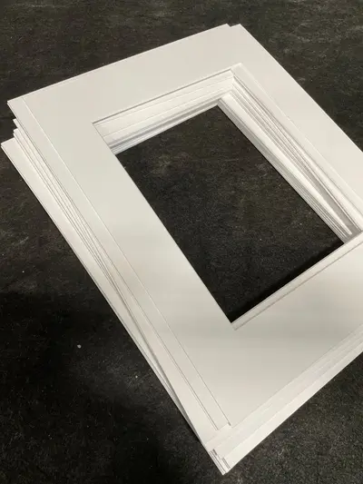 Lot of 53 White Square Frame Mat Boards 11x14 Cut for 8x10 Photo Bevel Cut - Thumbnail 7
