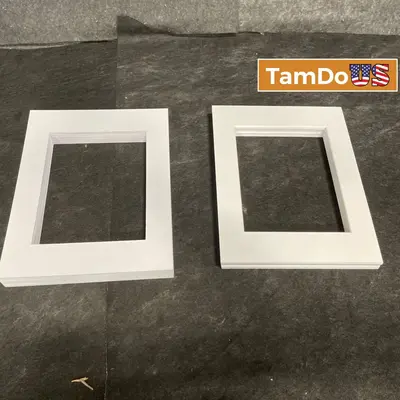 Lot of 53 White Square Frame Mat Boards 11x14 Cut for 8x10 Photo Bevel Cut - Thumbnail 1