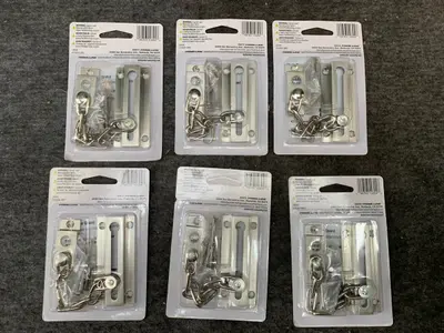 Lot of 6 DEFENDER SECURITY U 10304 Chain Door Guards, Brass Finish - Thumbnail 2