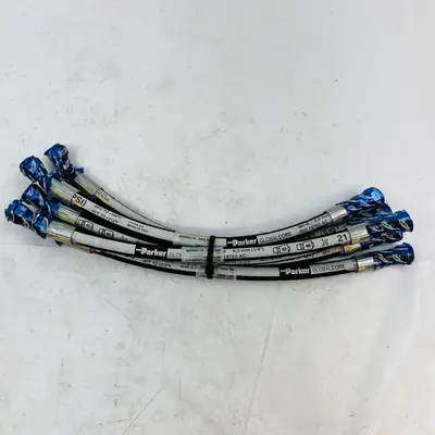 (Lot of 6) Parker 387-4 Hydraulic Hose Assemblies, 1/4" (6.3mm), 3000 PSI, USA - Thumbnail 2