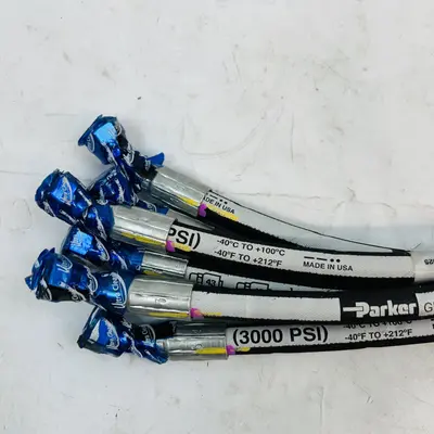 (Lot of 6) Parker 387-4 Hydraulic Hose Assemblies, 1/4" (6.3mm), 3000 PSI, USA - Thumbnail 4