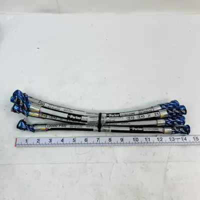 (Lot of 6) Parker 387-4 Hydraulic Hose Assemblies, 1/4" (6.3mm), 3000 PSI, USA - Thumbnail 7