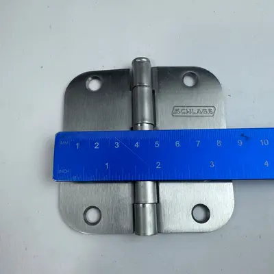 (Lot of 6)Schlage 3.4" x 3.4" Door Hinge Satin Nickel 5/8" Radius Rounded Corner - Thumbnail 3