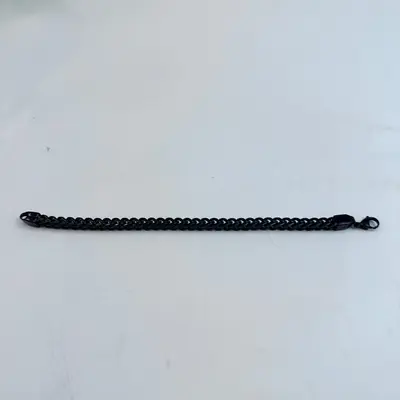 LYNX Mens All Black Stainless Steel Curb Cuban Link Chain Bracelet 8.25" / 21cm - Thumbnail 3