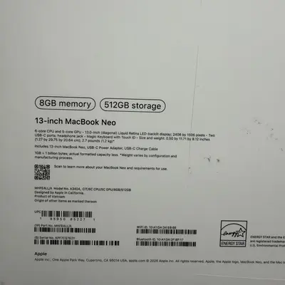 Macbook Neo (13-inch, A18 Pro) 5-Core GPU, 8GB, 512GB SSD, Citrus - Thumbnail 5