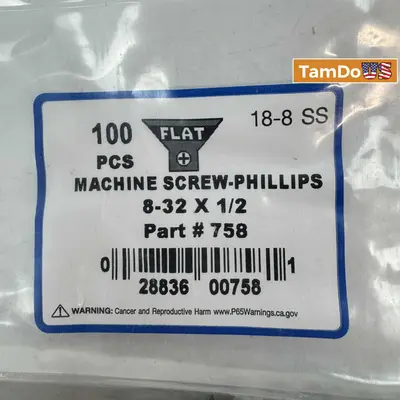 Machine Screw-Philips 8-32 x 1/2 Part #758 (100pcs) - Thumbnail 1