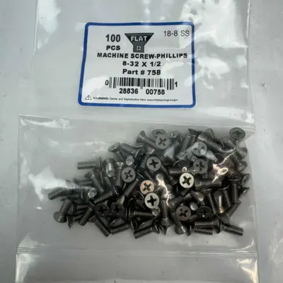 Machine Screw-Philips 8-32 x 1/2 Part #758 (100pcs) - Thumbnail 3