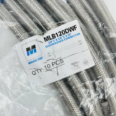 MAINLINE MLB120DWF 3/8" x 3/8" x 20" SS Dishwasher Connector (Lot of 10) - Thumbnail 4