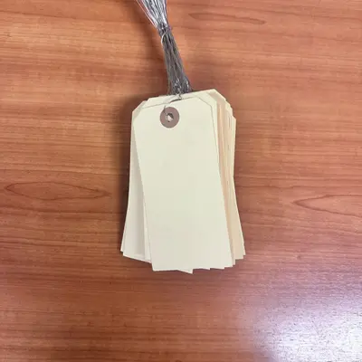 Manila Shipping Tags Pre-Wired 4.75" x 2.375" 13 Pt – Box of 900 Tags - Thumbnail 3