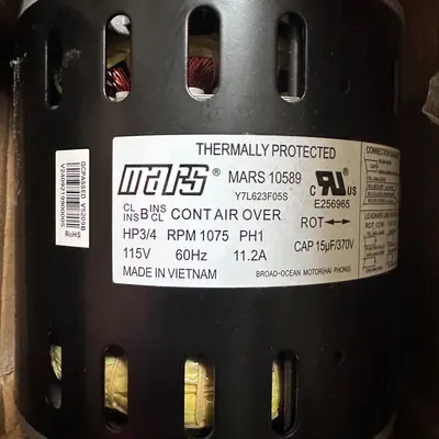 MARS 10589 Direct Drive Blower Motor 3/4 HP 115V 3 Speed 1075 RPM HVAC Furnace - Thumbnail 6