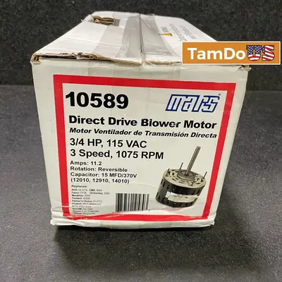 MARS 10589 Direct Drive Blower Motor 3/4 HP 115V 3 Speed 1075 RPM HVAC Furnace - New Open Box - Real photo at TamDo.us