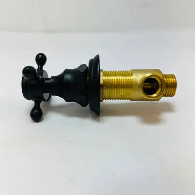 Matte Black Cross Handle Brass Faucet Valve Control Bathroom Basin Sink Tap - Thumbnail 5