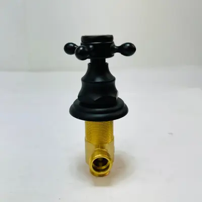 Matte Black Cross Handle Brass Faucet Valve Control Bathroom Basin Sink Tap - Thumbnail 3